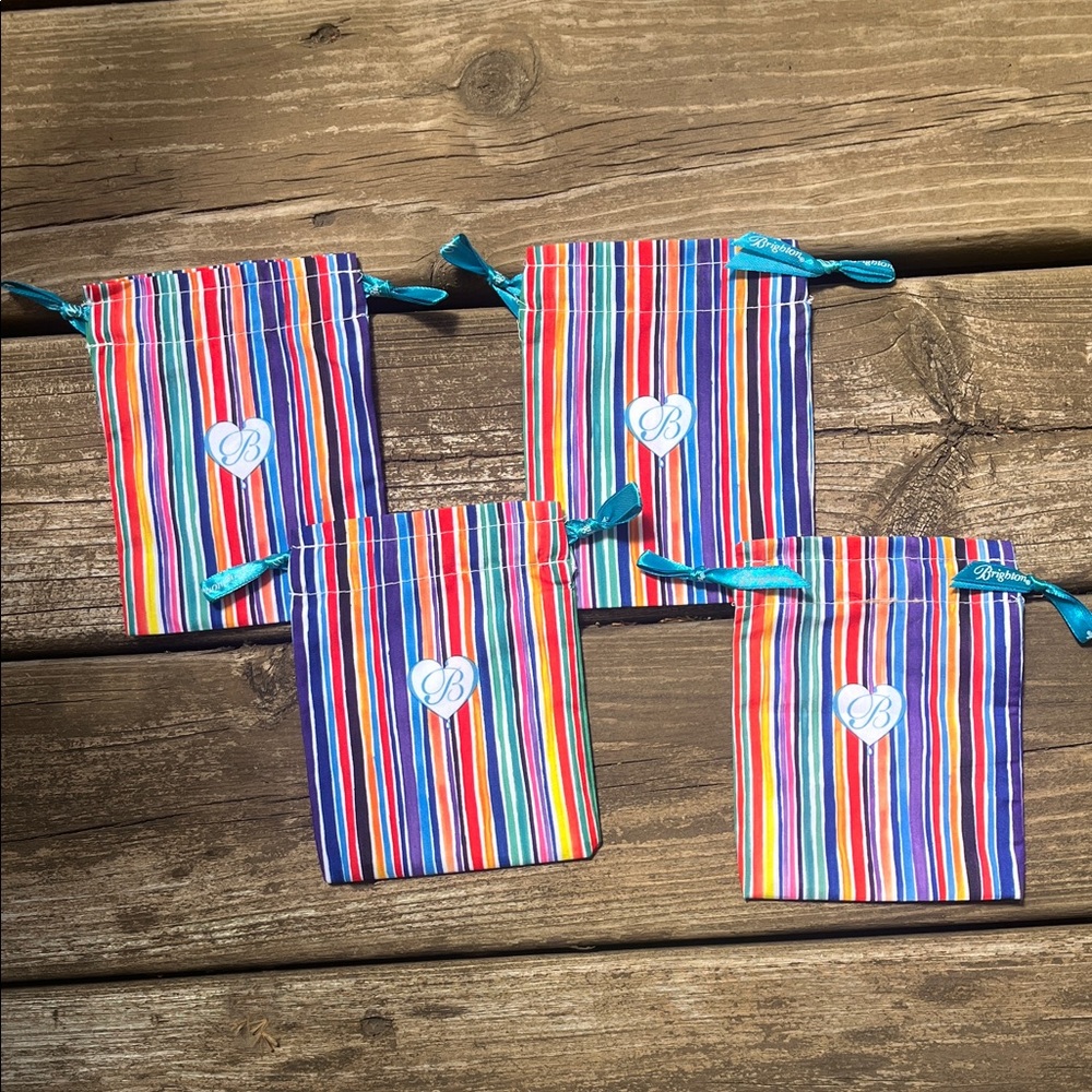 Brighton Multicolor Stripe Drawstring Pouches set of 4